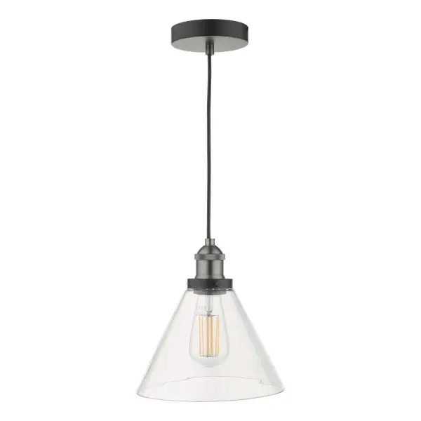 Ray 1 Light Pendant Antique Nickel with Clear Glass