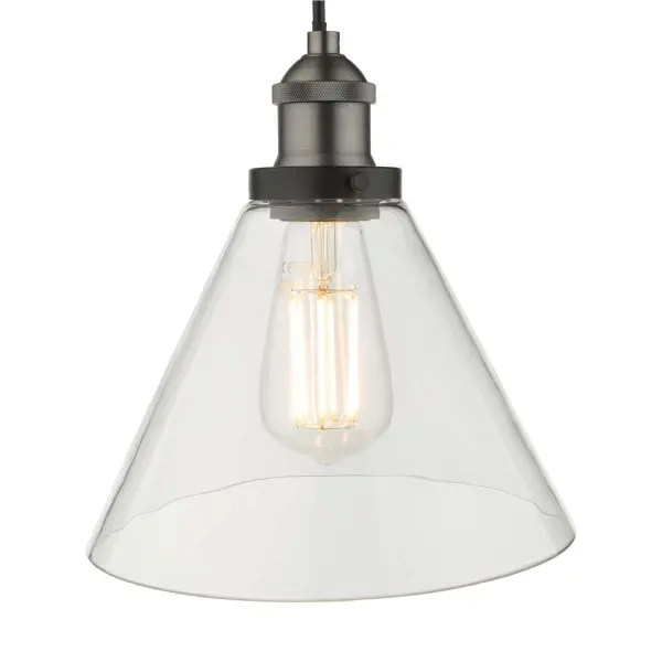 Ray 1 Light Pendant Antique Nickel with Clear Glass