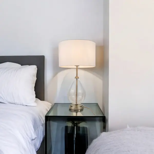 Rayna Antique Brass & Crystal Table Lamp C/W Shade