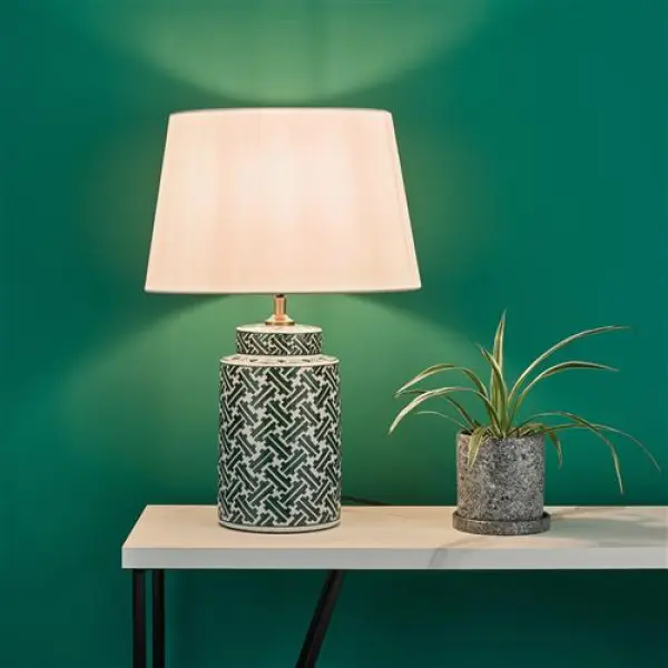 Reese Table Lamp Green Print With Shade