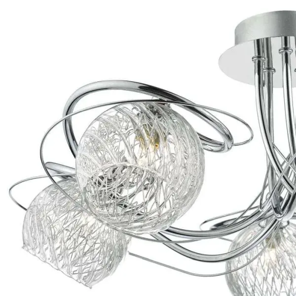 Rehan 5lt Semi Flush Decorative Glass Polished Chrome Frame