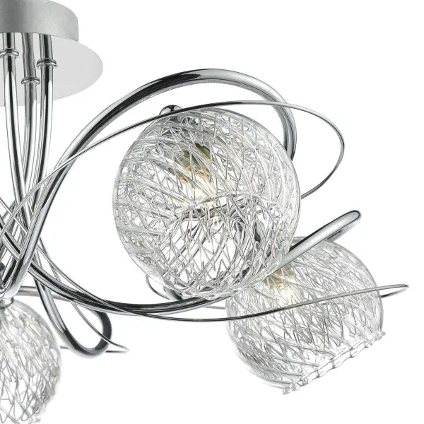 Rehan 5lt Semi Flush Decorative Glass Polished Chrome Frame