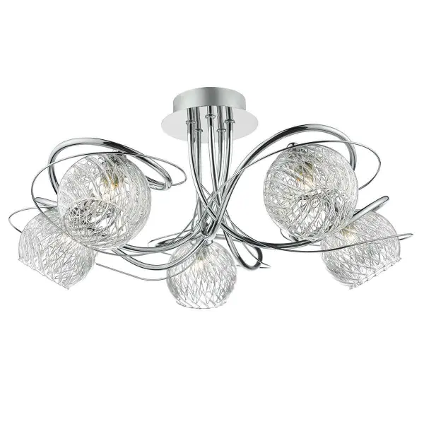 Rehan 5lt Semi Flush Decorative Glass Polished Chrome Frame