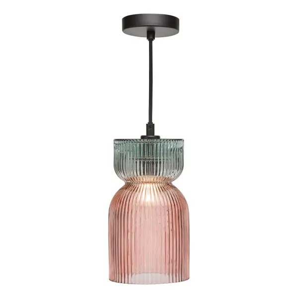 Rhubarb Pink & Green Single Pendant