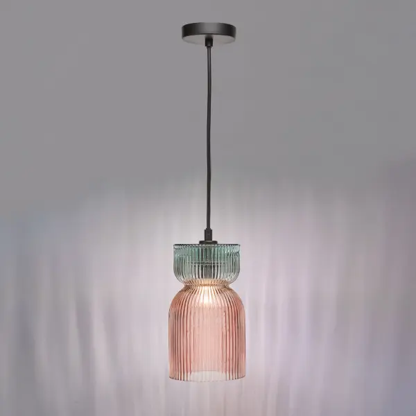 Rhubarb Pink & Green Single Pendant
