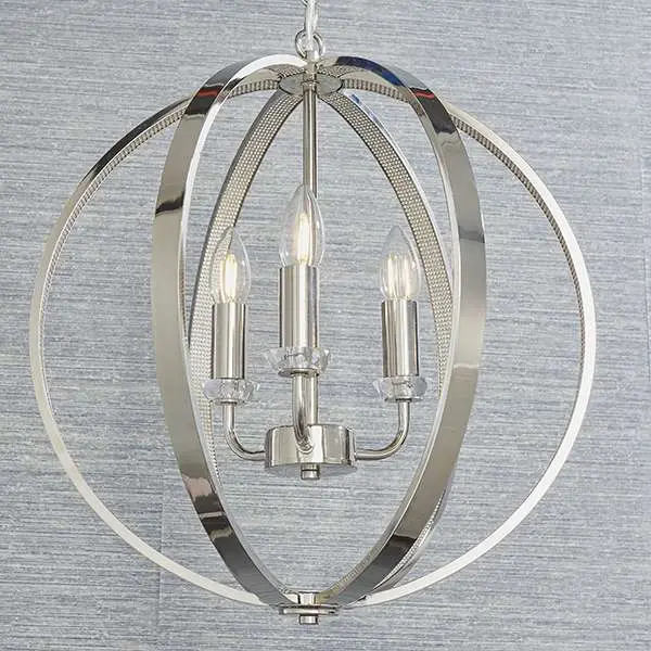 Ritz 3 Light Nickel & Crystal Pendant