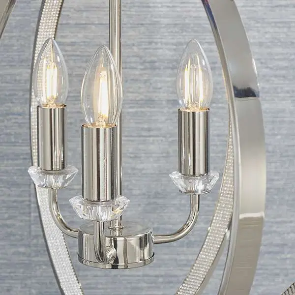Ritz 3 Light Nickel & Crystal Pendant