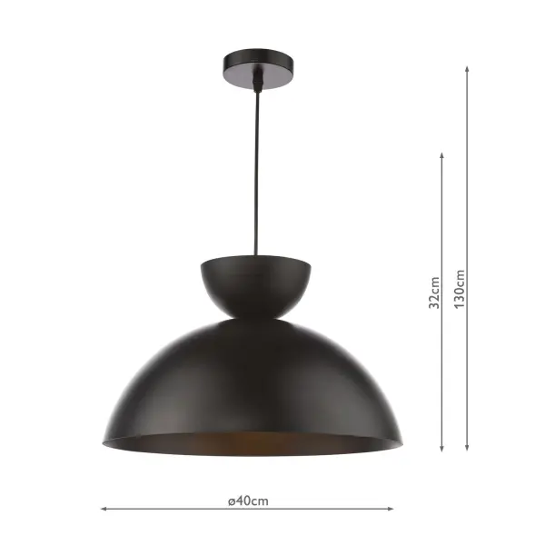 Riya Small Single Pendant in Matt Black