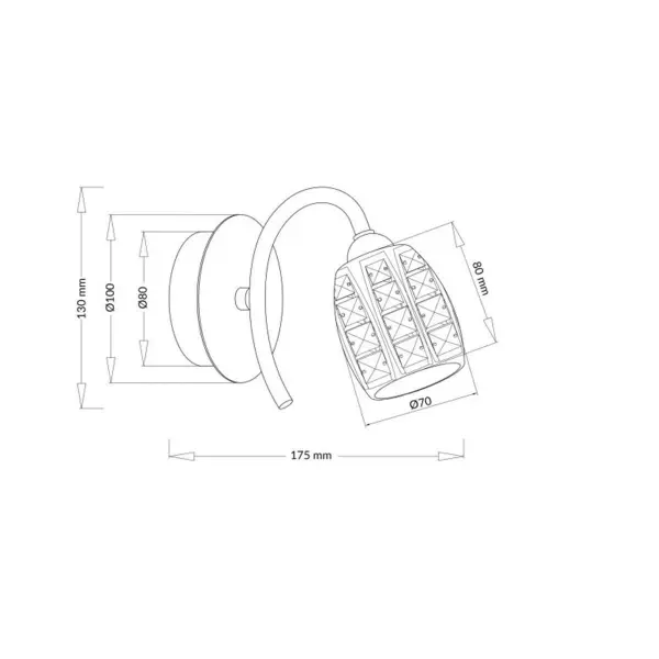 Roma 1 Light Polished Chrome Wall Light with Crystal Shade