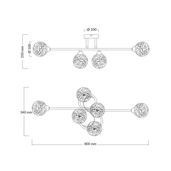 Ronda 6 Light Polished Chrome with Mesh Ball Shade