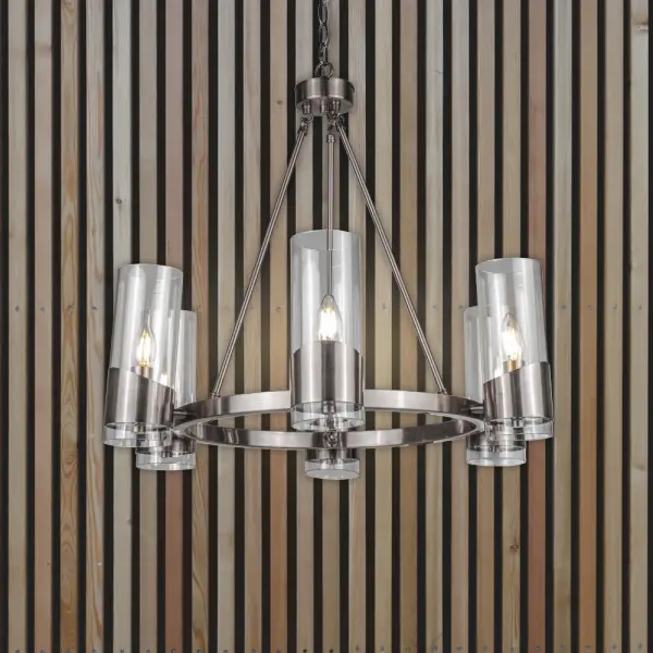 Rossa 6 Light Satin Chrome Pendant