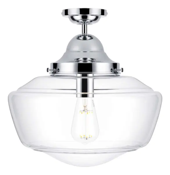 Rydal Semi Flush in Chrome & Clear Glass IP44