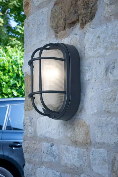 Salcombe Black Oval Outdoor Wall Light IP44