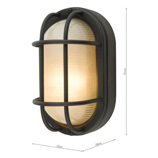 Salcombe Black Oval Outdoor Wall Light IP44