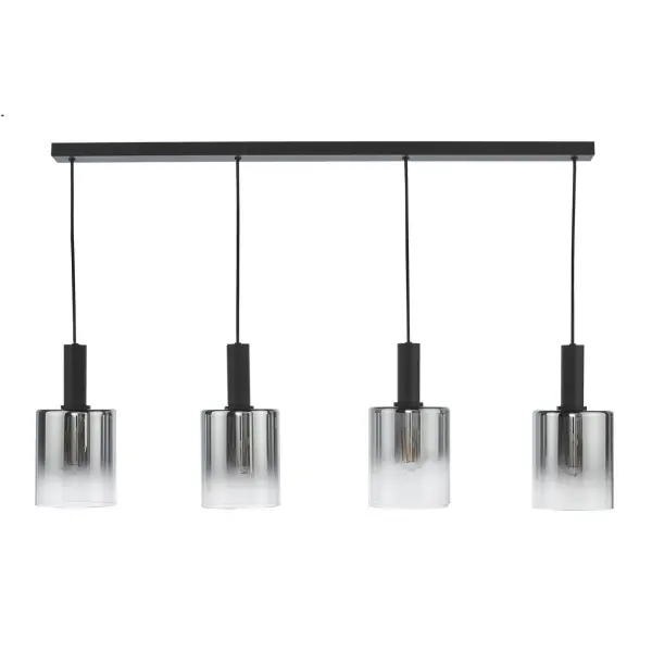Savannah 4 Light Bar Pendant in Matt Black & Smoked Glass Finish