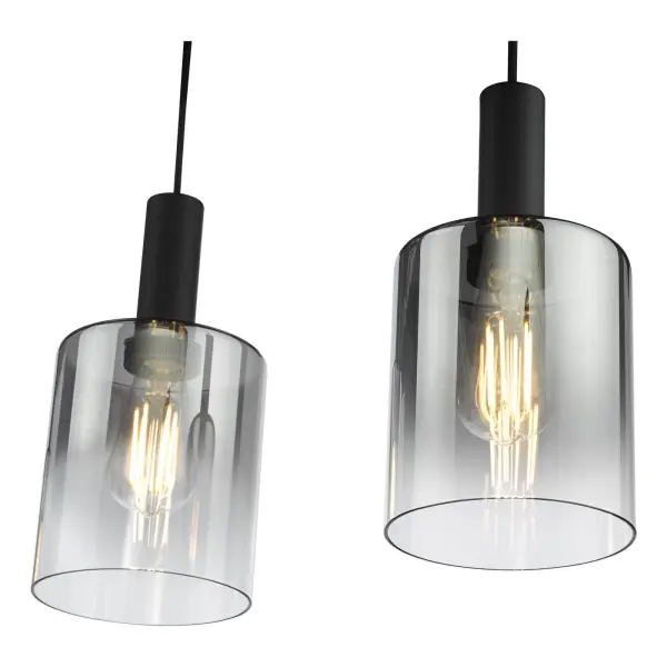 Savannah 4 Light Bar Pendant in Matt Black & Smoked Glass Finish