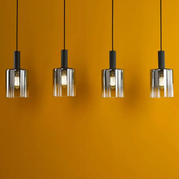 Savannah 4 Light Bar Pendant in Matt Black & Smoked Glass Finish