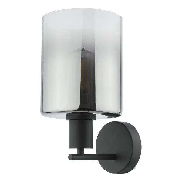 Savannah Matt Black & Smoked Glass Wall Fitting