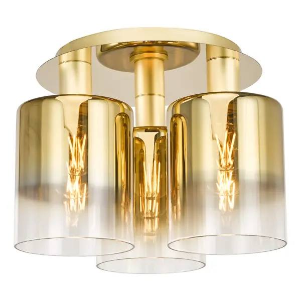 Savannah 3 Light Satin Gold & Ombre Glass Flush Fitting