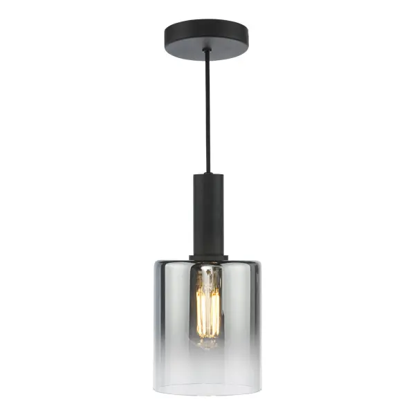 Savannah Single Pendant in Matt Black & Smoked Glass Finish