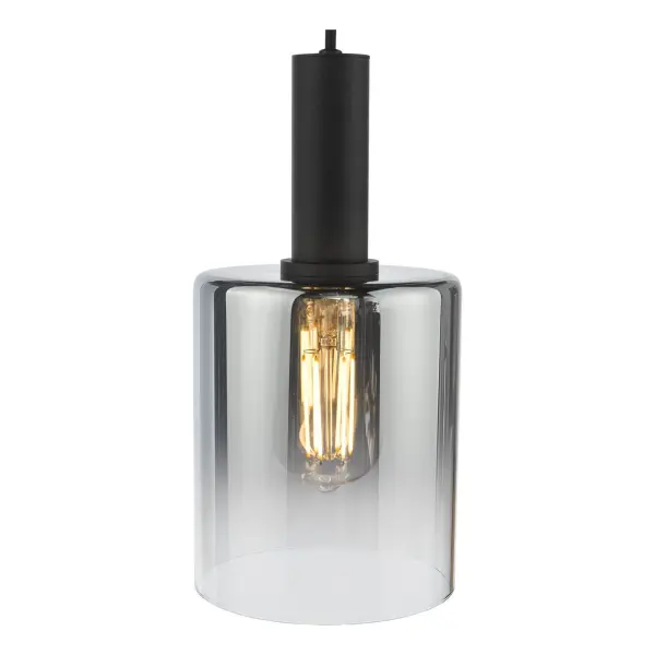 Savannah Single Pendant in Matt Black & Smoked Glass Finish