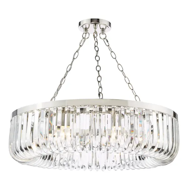 Sigourney 8 Light Polished Nickel Crystal Chandelier
