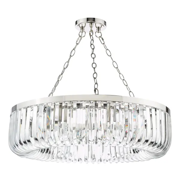 Sigourney 8 Light Polished Nickel Crystal Chandelier