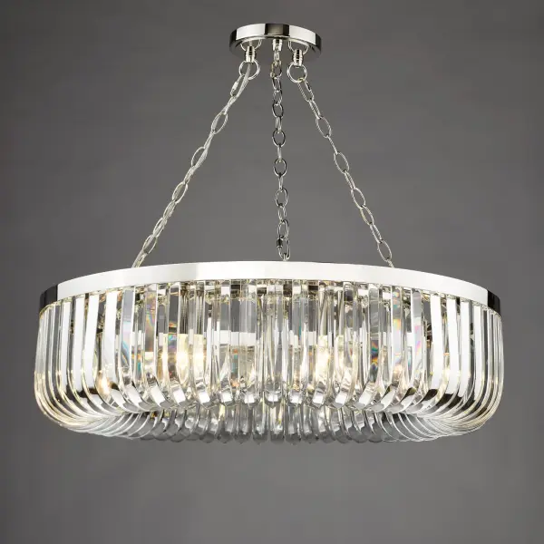 Sigourney 8 Light Polished Nickel Crystal Chandelier