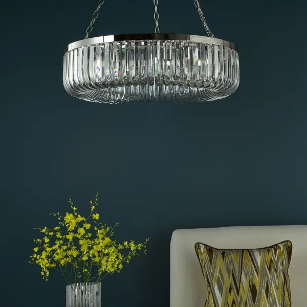 Sigourney 8 Light Polished Nickel Crystal Chandelier