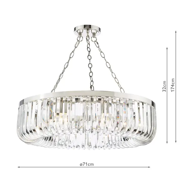 Sigourney 8 Light Polished Nickel Crystal Chandelier