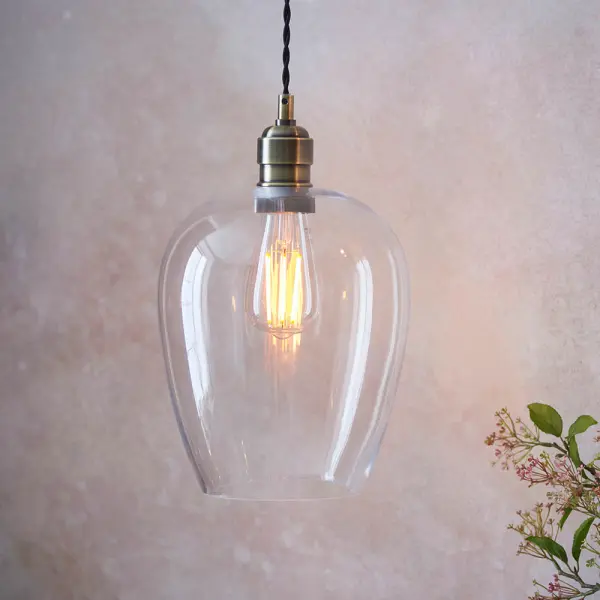 Molly Antique Brass Small Clear Glass Pendant