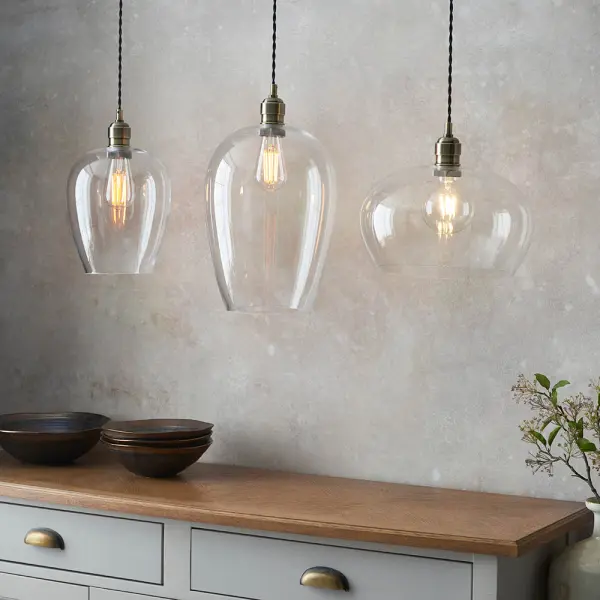 Molly Antique Brass Small Clear Glass Pendant