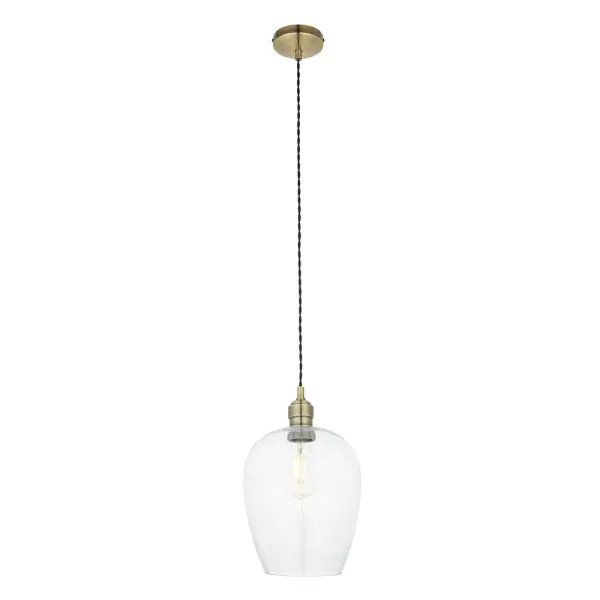 Molly Antique Brass Small Clear Glass Pendant