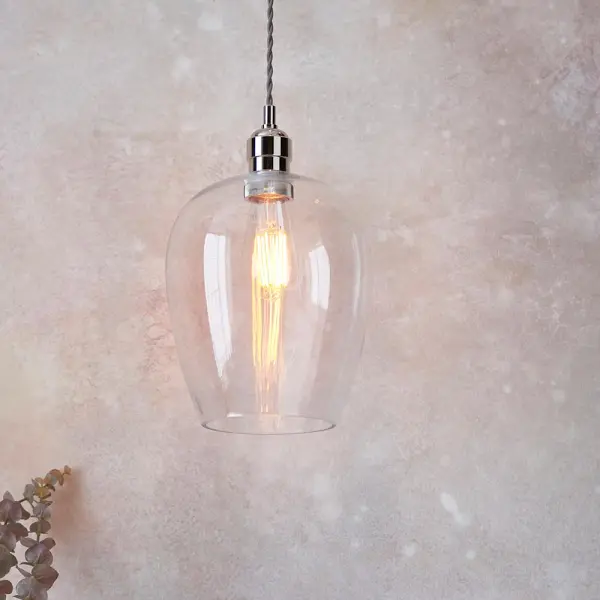 Molly Polished Nickel Small Clear Glass Pendant