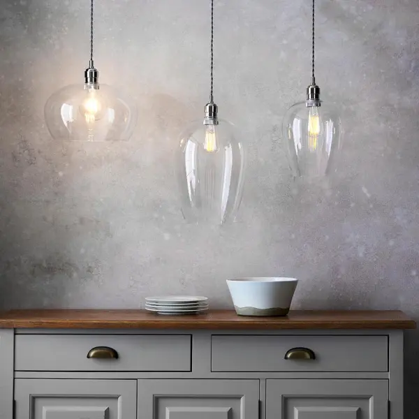 Molly Polished Nickel Small Clear Glass Pendant