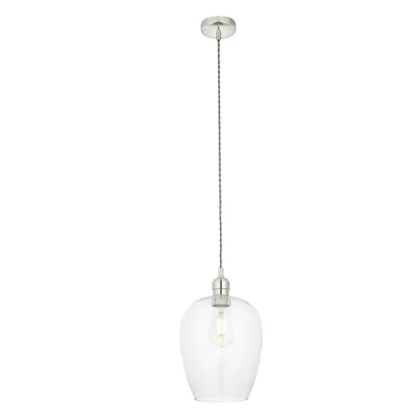 Molly Polished Nickel Small Clear Glass Pendant