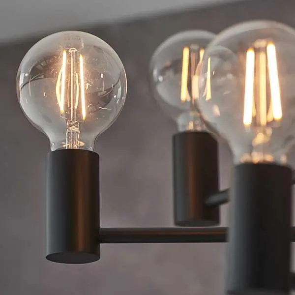 Studio 6 Light Upturned Semi Flush Fitting in Matt Black