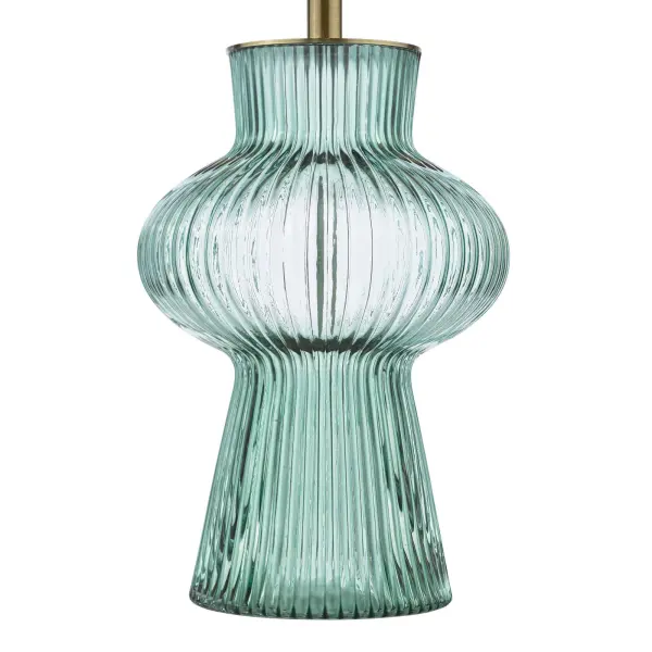 Suelita Green Glass Table Lamp C/W Shade