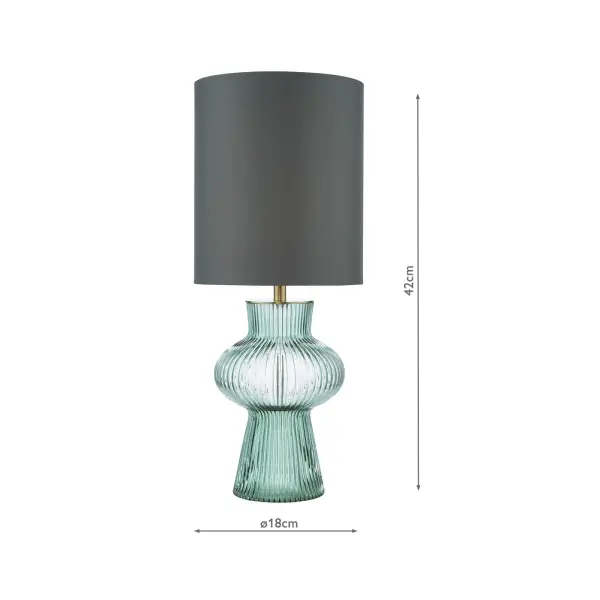 Suelita Green Glass Table Lamp C/W Shade