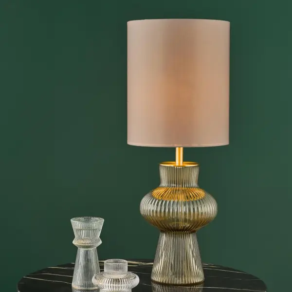 Suelita Brown Glass Table Lamp C/W Shade