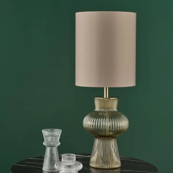 Suelita Brown Glass Table Lamp C/W Shade