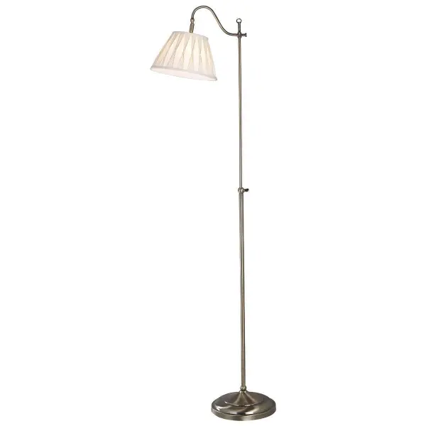Suffolk Floor Lamp Rise & Fall Antique Brass C/W Shade