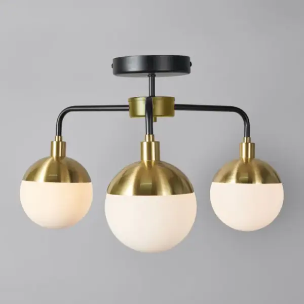 Lilli Black & Satin Brass Semi Flush Fitting