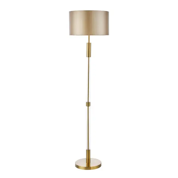 Sylvester Antique Brass Floor Lamp C/W Shade