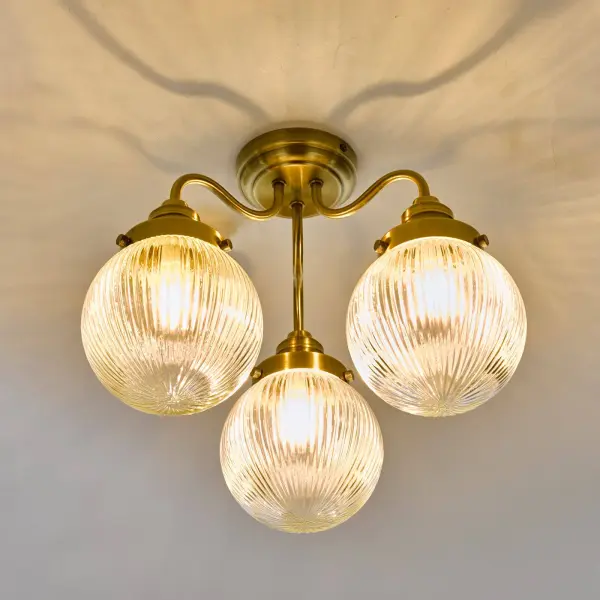 Tamara 3 Light Semi Flush in Antique Brass IP44