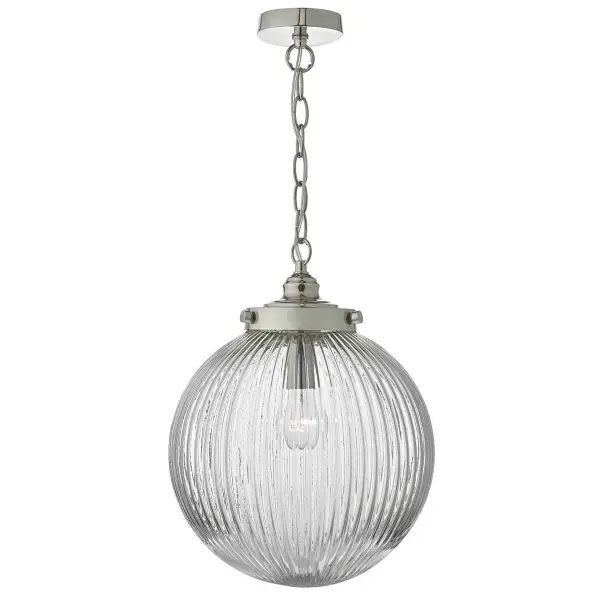 Tamara 1lt Pendant Satin Nickel & Ribbed Glass
