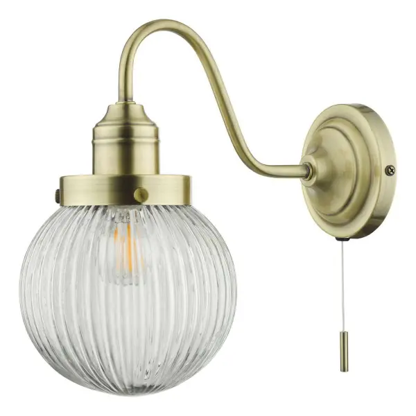 Tamara Wall Light Antique Brass & Ribbed Glass