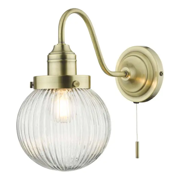 Tamara Wall Light Antique Brass & Ribbed Glass