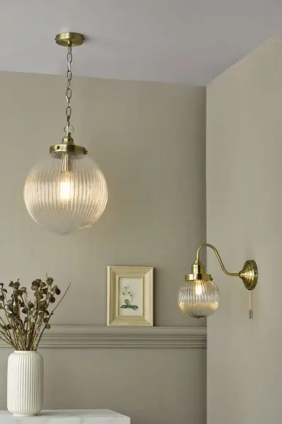 Tamara Wall Light Antique Brass & Ribbed Glass