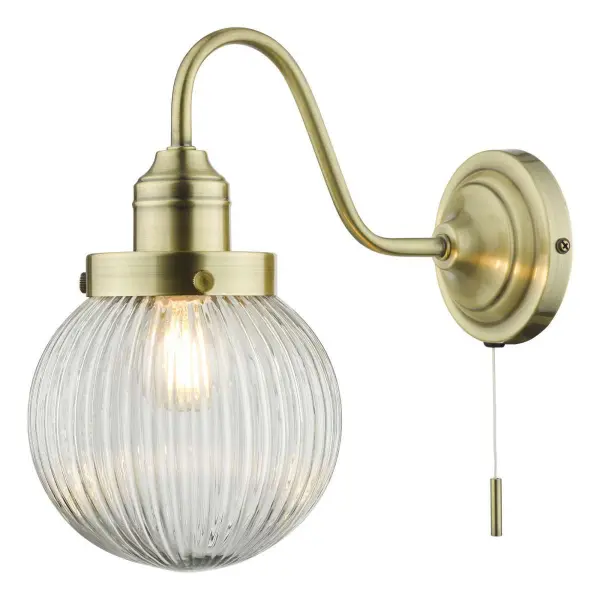 Tamara Wall Light Antique Brass & Ribbed Glass